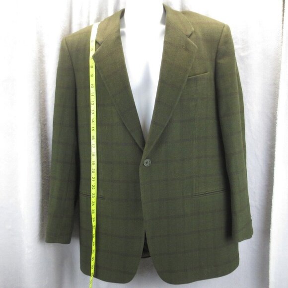 VTG Giorgio Armani Mens Classic Sport Coat One Button Plaid Green Wool 42R ITALY - Picture 3 of 16